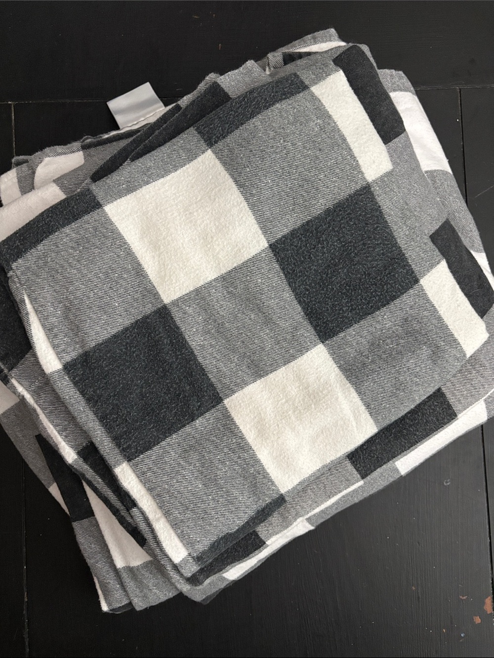 Huntington Home Black and White Buffalo Check Flannel Sheets